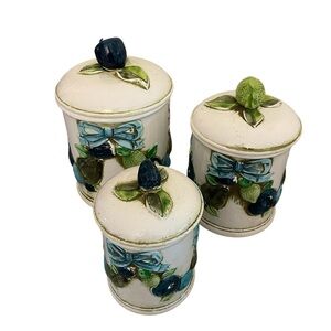 Napcoware Vintage 1950s Fruit-Themed Ceramic 3 piece Canister Set Japan